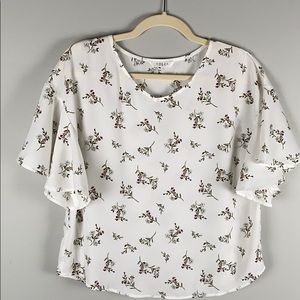 Colza white floral print medium crop top